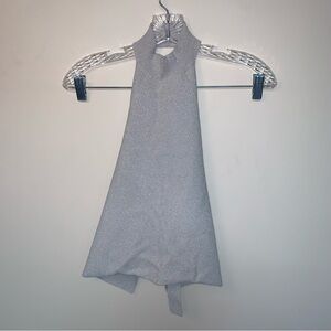 Wilfred Le Fou Metallic 70s Inspired Halter Top Shimmering Silver XXS